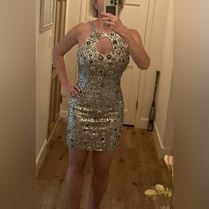 Gorgeous Jovani sequin and pearls and beaded cocktail  dress